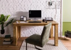 Schreibtisch Mango 160x80x80 Natur Lackiert RAILWAY #1004 -Massivmoebel24 09 360 772 0104 03