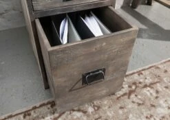 Scrivania In Legno Di Mango 140x78x80 Grigio Scuro Laccato RAILWAY #229 -Massivmoebel24 09 360 772 1025 4