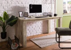 Schreibtisch Mango 160x80x80 Beige Lackiert RAILWAY #3004