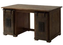 Schreibtisch Mango 140x80x76 Braun Lackiert RAILWAY #461 -Massivmoebel24 09 360 772 3061 09