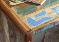 Scrivania In Legno Di Legno Riciclato 170x65x76 Multicolore Laccato FREEZY #40 -Massivmoebel24 09 360 803 1030 5