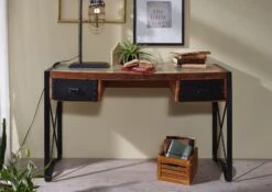 Scrivania In Legno Di Legno Riciclato 135x50x80 Multicolore Laccato INDUSTRIAL #43 -Massivmoebel24 09 360 811 0040 3