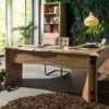 Scrivania In Legno Di Acacia 185x163x76 Acacia Naturale Laccato PURE ACACIA #749 -Massivmoebel24 09 360 886 7049 1