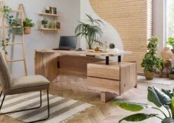 PURE ACACIA #150 Scrivania In Legno Di Acacia - Laccato / Naturale 170x70x76