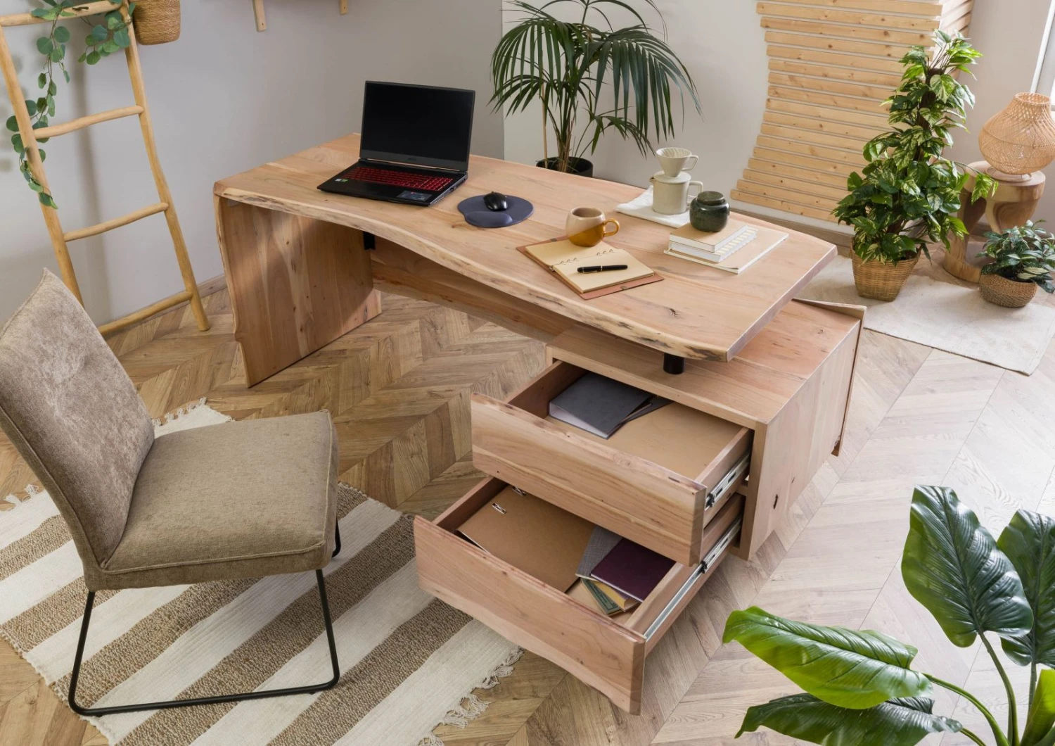 PURE ACACIA #152 Scrivania In Legno Di Acacia - Laccato / Naturale 210x70x76 6 PURE ACACIA #152 Scrivania In Legno Di Acacia - Laccato / Naturale 210x70x76 - immagine 4