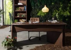 Scrivania In Legno Di Acacia 185x163x76 Marrone Laccato PURE ACACIA #849 -Massivmoebel24 09 360 886 8049 3