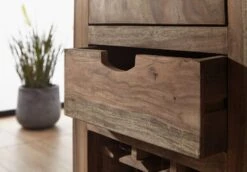 Porta Bottiglie In Legno Di Sheesham / Palissandro 50x36x180 Grigio Scuro Oliato NATURE GREY #51 -Massivmoebel24 09 370 550 0051 4