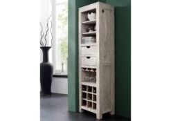 Porta Bottiglie In Legno Di Acacia 50x36x180 Pietra Bianca Sbiancato NATURE WHITE #51