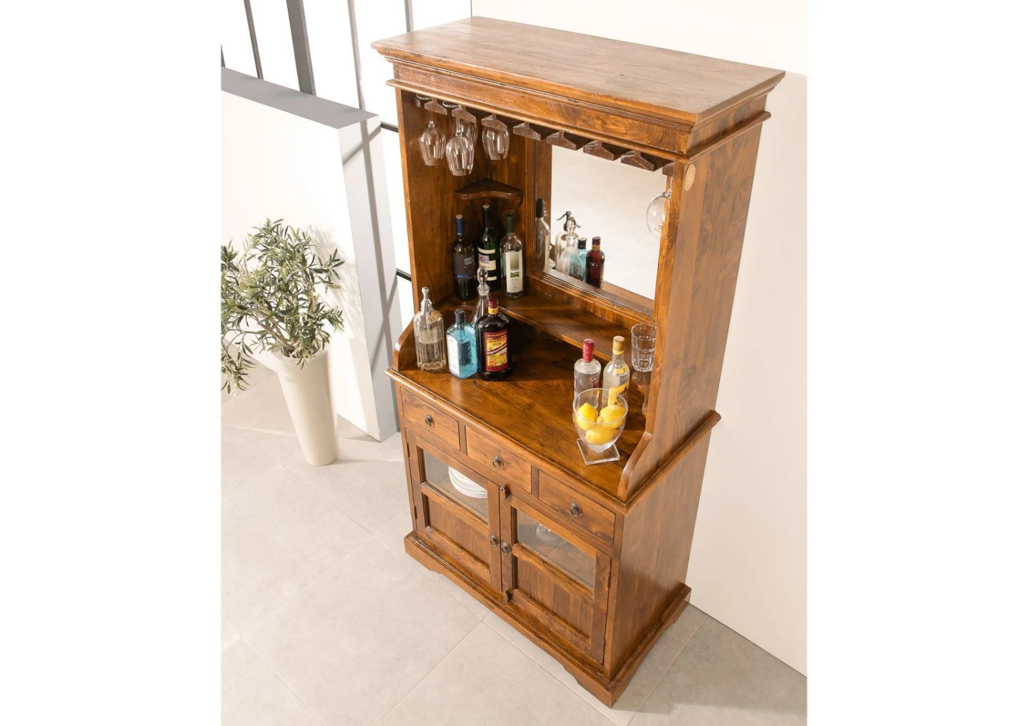OXFORD #0443 Mobile Bar In Legno Di Acacia - Laccato / Miele 97x52x193 4 OXFORD #0443 Mobile Bar In Legno Di Acacia - Laccato / Miele 97x52x193 - immagine 2