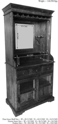 OXFORD #0443 Mobile Bar In Legno Di Acacia - Laccato / Miele 97x52x193 10 OXFORD #0443 Mobile Bar In Legno Di Acacia - Laccato / Miele 97x52x193 -Massivmoebel24 09 370 610 0035 8