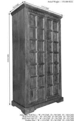 OXFORD #0422 Armadio In Legno Di Acacia - Laccato / Miele 115x60x212 -Massivmoebel24 09 370 610 4522 8