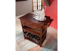 Tavolo Da Servizio In Legno Di Acacia 85x48x86 Nougat Laccato OXFORD #455