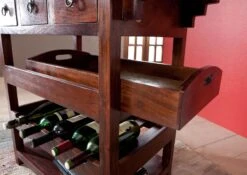 Tavolo Da Servizio In Legno Di Acacia 85x48x86 Nougat Laccato OXFORD #455 -Massivmoebel24 09 370 620 0015 04