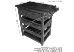 Tavolo Da Servizio In Legno Di Acacia 85x48x86 Nougat Laccato OXFORD #455 -Massivmoebel24 09 370 620 0015 08