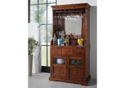 OXFORD #443 Mobile Bar In Legno Di Acacia - Laccato / Nougat 97x52x193