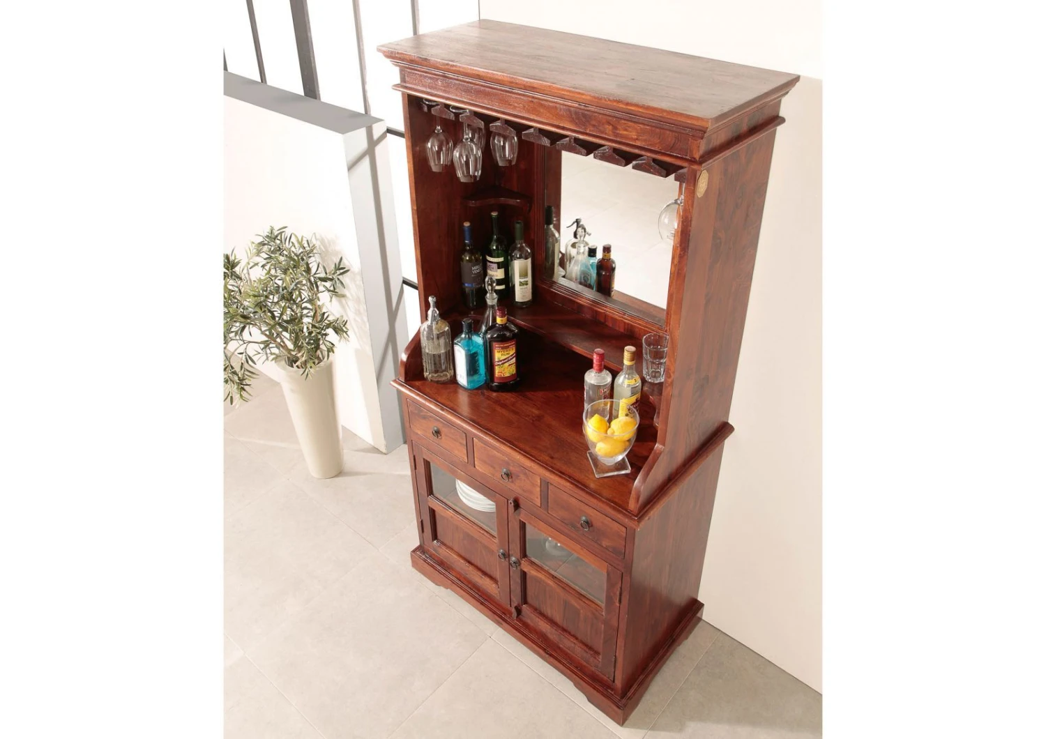 OXFORD #443 Mobile Bar In Legno Di Acacia - Laccato / Nougat 97x52x193 4 OXFORD #443 Mobile Bar In Legno Di Acacia - Laccato / Nougat 97x52x193 - immagine 2