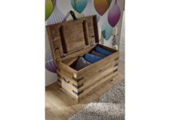 LEEDS #33 Cassapanca In Legno Di Sheesham - Oliato / Grigio 90x47x50 -Massivmoebel24 09 370 750 0745 4