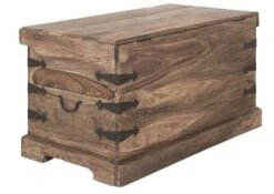 LEEDS #33 Cassapanca In Legno Di Sheesham - Oliato / Grigio 90x47x50 -Massivmoebel24 09 370 750 0745 5