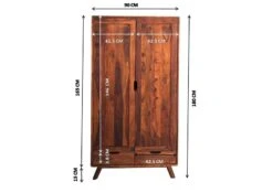 MALMÖ 2 #100 Armadio In Legno Di Sheesham - Laccato / Noce 90x45x180 12 MALMÖ 2 #100 Armadio In Legno Di Sheesham - Laccato / Noce 90x45x180 -Massivmoebel24 09 380 220 0000 8