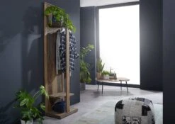 NATURE GREY #002 Attaccapanni In Legno Di Sheesham - Oliato / Grigio 55x35x200 -Massivmoebel24 09 380 550 0102 4