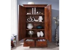 Armadio In Legno Di Acacia 108x64x180 Nougat Laccato OXFORD #509 -Massivmoebel24 09 380 620 0P32 3