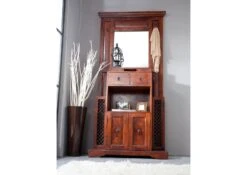 OXFORD #442 Appendiabiti In Legno Di Acacia - Laccato / Nougat 97x36x199 -Massivmoebel24 09 380 620 7031 3