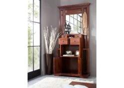 OXFORD #442 Appendiabiti In Legno Di Acacia - Laccato / Nougat 97x36x199 -Massivmoebel24 09 380 620 7031 4