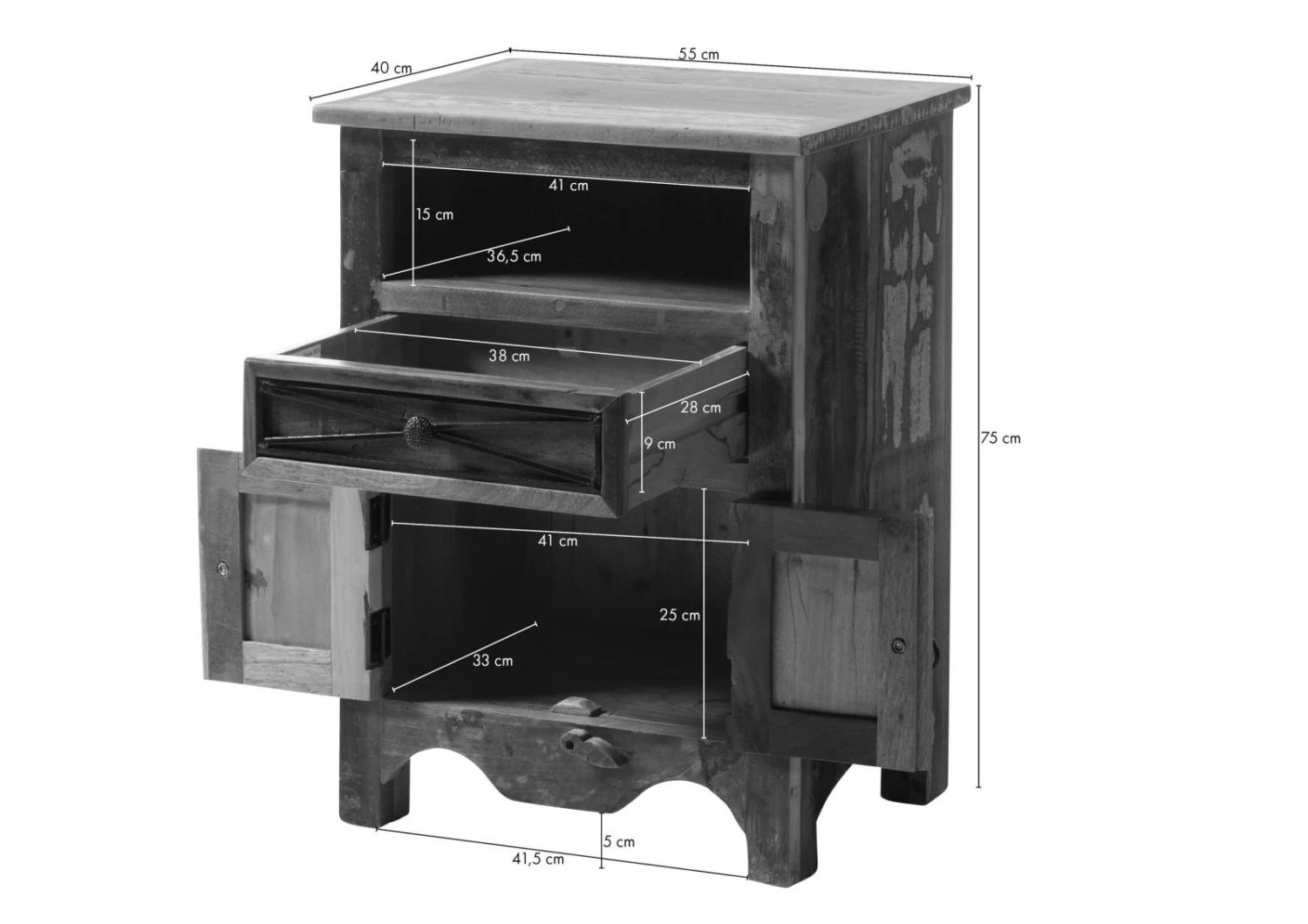 NATURE OF SPIRIT #132 Comodino In Legno Riciclato - Laccato / Multicolore 55x40x75 9 NATURE OF SPIRIT #132 Comodino In Legno Riciclato - Laccato / Multicolore 55x40x75 - immagine 7