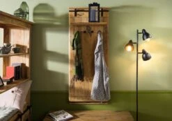 Wandgarderobe Mango 59x32x145 Natur Lackiert RAILWAY #1009 -Massivmoebel24 09 380 772 0109 03