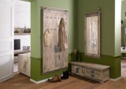 Wandgarderobe Mango 100x8x190 Whitewash Lackiert RAILWAY #3008