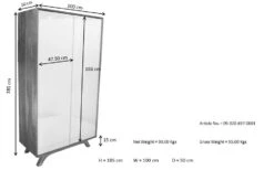TROMSO #101 Armadio In Legno Di Acacia E Vetro - Laccato / Marrone - Bianco 185x100x50 -Massivmoebel24 09 612 697 1001 8