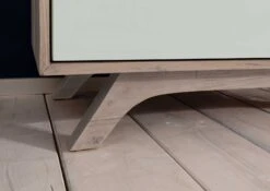 TROMSO #101 Armadio In Legno Di Acacia E Vetro - Laccato / Marrone - Bianco 185x100x50 -Massivmoebel24 09 612 697 2001 5