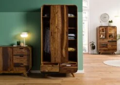 MAILAND #210 Armadio In Legno Di Sheesham - Laccato / Marrone Scuro 90x45x180 13 MAILAND #210 Armadio In Legno Di Sheesham - Laccato / Marrone Scuro 90x45x180 -Massivmoebel24 09 612 875 1110 03