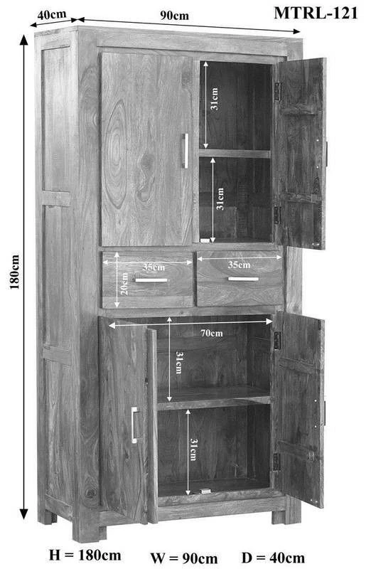 METRO LIFE #121 Armadio In Legno Di Sheesham - Laccato / Life honey 90x40x180 7 METRO LIFE #121 Armadio In Legno Di Sheesham - Laccato / Life honey 90x40x180 - immagine 5