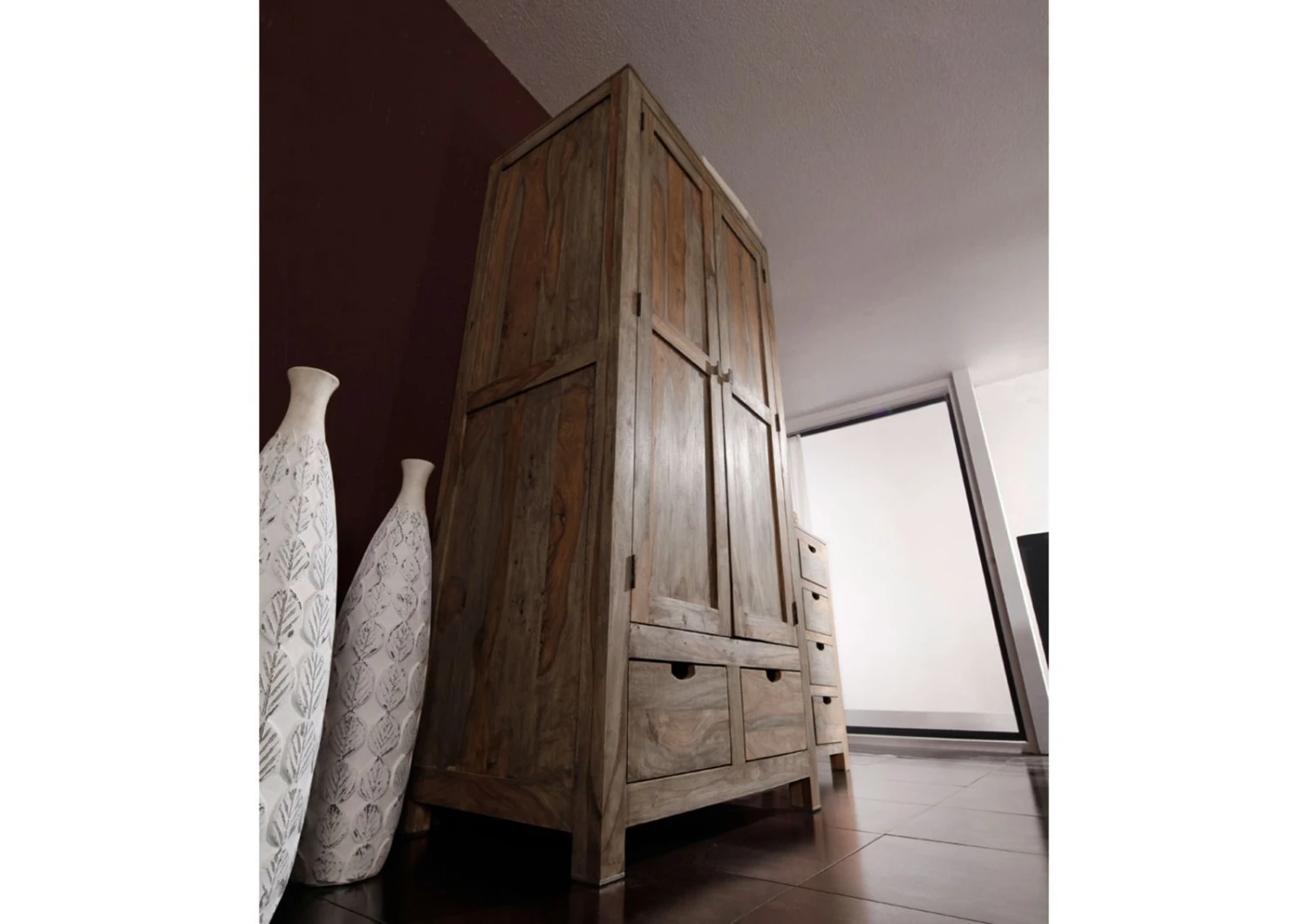 NATURE GREY #99 Armadio In Legno Di Sheesham - Oliato / Grigio 96x60x200 4 NATURE GREY #99 Armadio In Legno Di Sheesham - Oliato / Grigio 96x60x200 - immagine 2