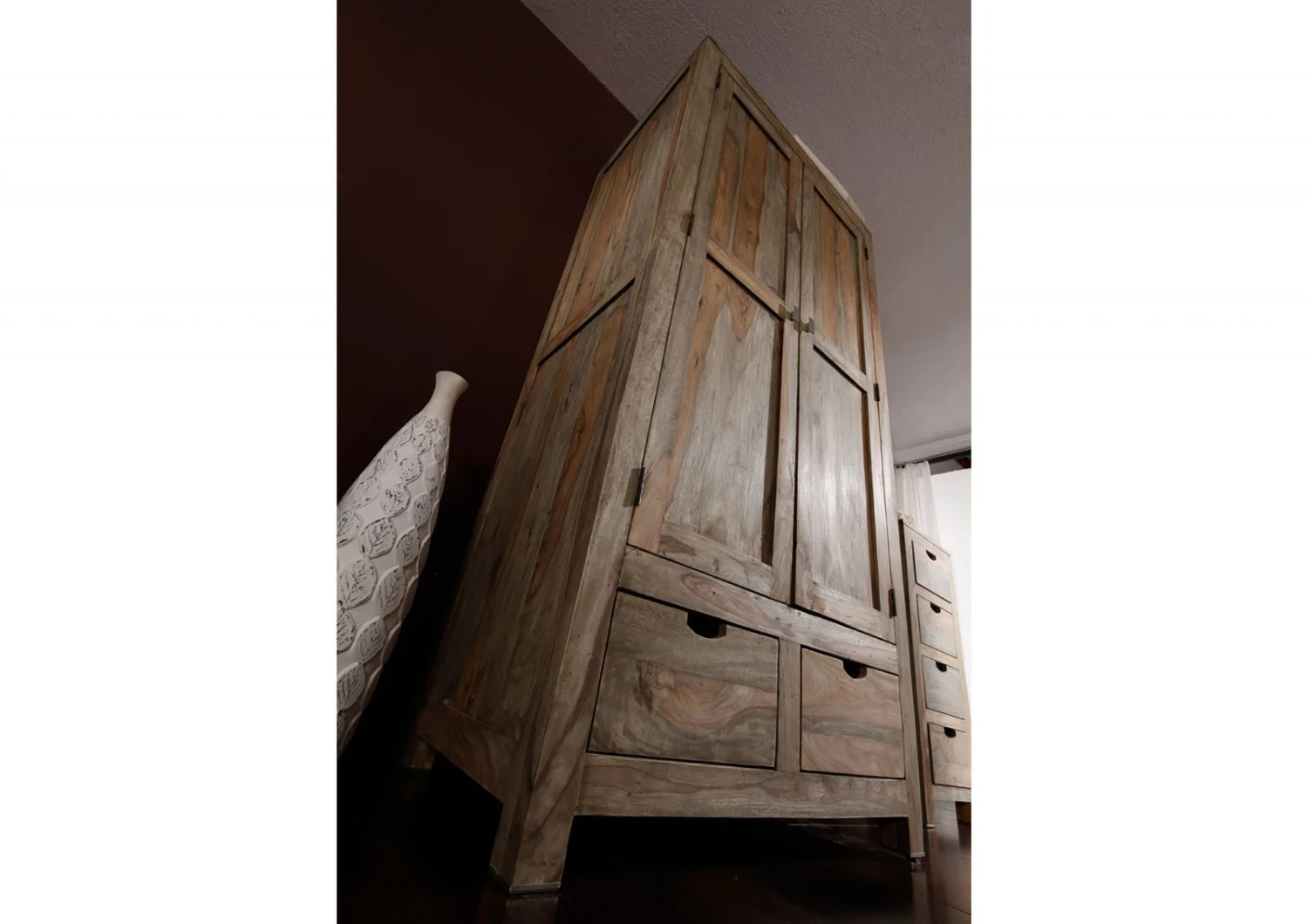 NATURE GREY #99 Armadio In Legno Di Sheesham - Oliato / Grigio 96x60x200 5 NATURE GREY #99 Armadio In Legno Di Sheesham - Oliato / Grigio 96x60x200 - immagine 3