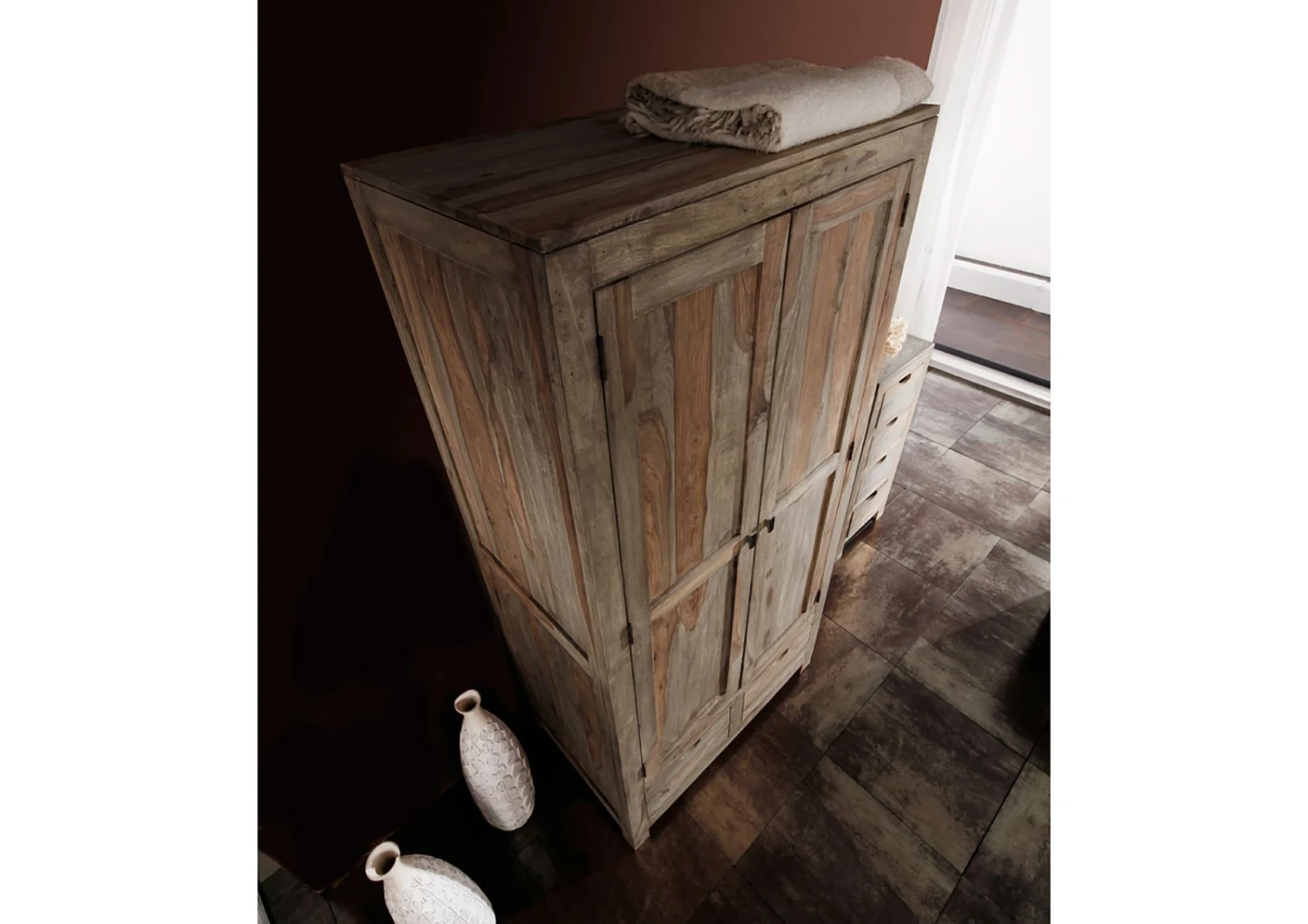 NATURE GREY #99 Armadio In Legno Di Sheesham - Oliato / Grigio 96x60x200 6 NATURE GREY #99 Armadio In Legno Di Sheesham - Oliato / Grigio 96x60x200 - immagine 4