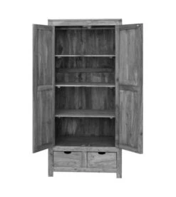 NATURE GREY #99 Armadio In Legno Di Sheesham - Oliato / Grigio 96x60x200 16 NATURE GREY #99 Armadio In Legno Di Sheesham - Oliato / Grigio 96x60x200 -Massivmoebel24 09 618 550 0099 6