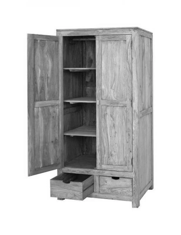 NATURE GREY #99 Armadio In Legno Di Sheesham - Oliato / Grigio 96x60x200 9 NATURE GREY #99 Armadio In Legno Di Sheesham - Oliato / Grigio 96x60x200 - immagine 7