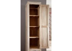 NATURE WHITE #98 Armadio In Legno Di Acacia - Patinato / White Stone 48x60x200 -Massivmoebel24 09 618 552 0098 4