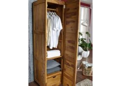 Armadio In Legno Di Sheesham / Palissandro 48x61x200 Marrone Oliato NATURE BROWN #502 -Massivmoebel24 09 618 553 5002 4