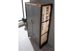 FACTORY #137 Armadio In Legno Di Mango E Ferro - Stampato 100x50x190 -Massivmoebel24 09 618 559 0137 2