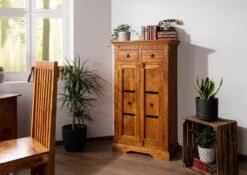 OXFORD #0525 Armadio In Legno Di Acacia - Laccato / Miele 72x38x132