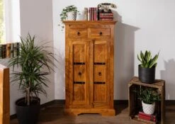 OXFORD #0525 Armadio In Legno Di Acacia - Laccato / Miele 72x38x132 -Massivmoebel24 09 618 610 0P10 4