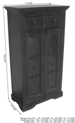 OXFORD #0525 Armadio In Legno Di Acacia - Laccato / Miele 72x38x132 -Massivmoebel24 09 618 610 0P10 8