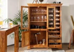 Porta Bottiglie In Legno Di Acacia 144x47x180 Miele Dorato Laccato OXFORD #0519 -Massivmoebel24 09 618 610 0P42 4