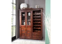 Porta Bottiglie In Legno Di Acacia 144x47x180 Nougat Laccato OXFORD #519