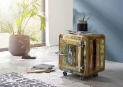 FREEZY #05 Comodino In Legno Riciclato - Laccato / Multicolore 50x38x56