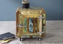 FREEZY #05 Comodino In Legno Riciclato - Laccato / Multicolore 50x38x56 -Massivmoebel24 09 618 804 1005 4