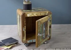 FREEZY #05 Comodino In Legno Riciclato - Laccato / Multicolore 50x38x56 -Massivmoebel24 09 618 804 1005 5